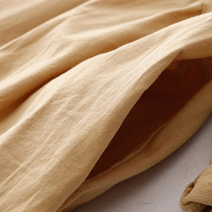 Robe midi à manches longues, col simple et poches, motif Buddha Stones, style printemps - image 15