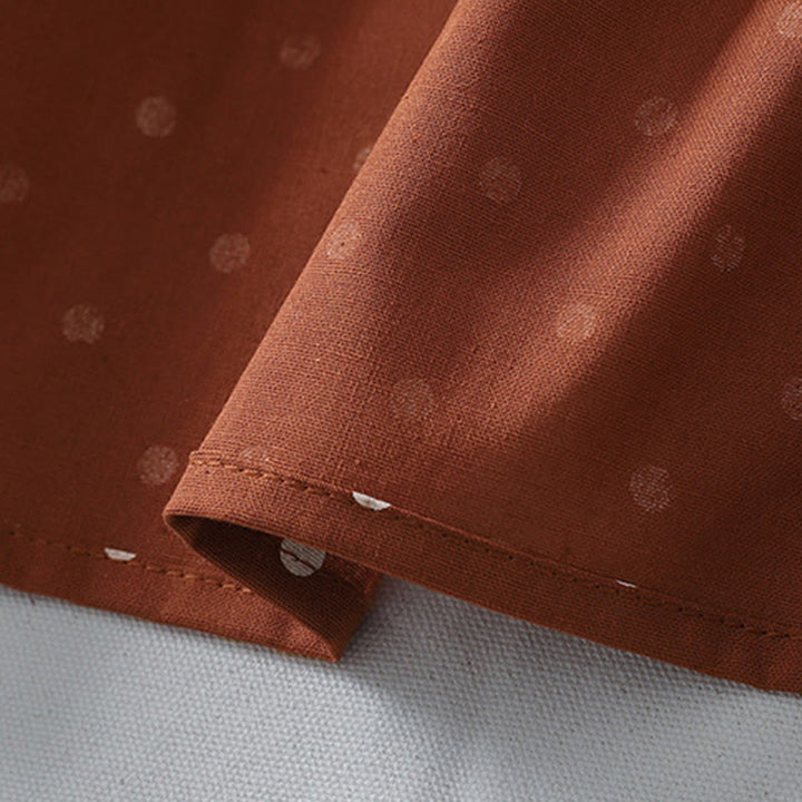 Robe mi-longue en coton et lin à volants et manches longues avec poches et motif à pois Buddha Stones Spring - image 10