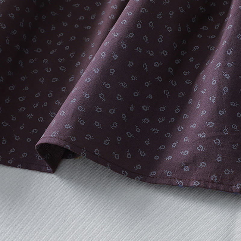 Robe mi-longue à manches longues et poches, en coton et lin, à imprimé floral et plis accordéon, avec Buddha Stones - image 15