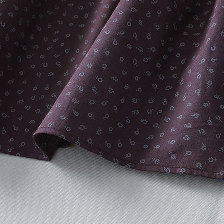 Robe mi-longue à manches longues et poches, en coton et lin, à imprimé floral et plis accordéon, avec Buddha Stones - image 15