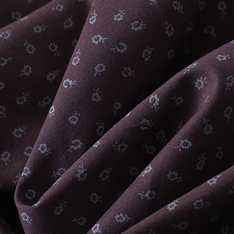 Robe mi-longue à manches longues et poches, en coton et lin, à imprimé floral et plis accordéon, avec Buddha Stones - image 14