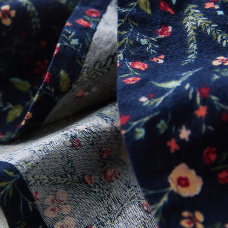 Robe mi-longue en coton et lin à manches longues et imprimé ethnique Buddha Stones, motif floral à lacets - image 5