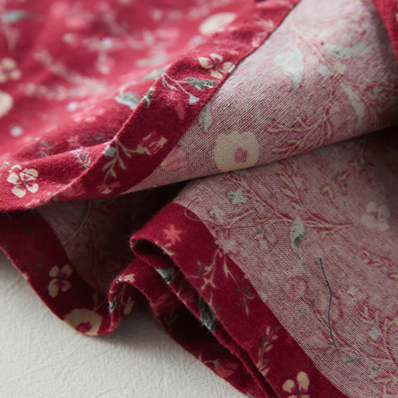 Robe mi-longue en coton et lin à manches longues et imprimé ethnique Buddha Stones, motif floral à lacets - image 15