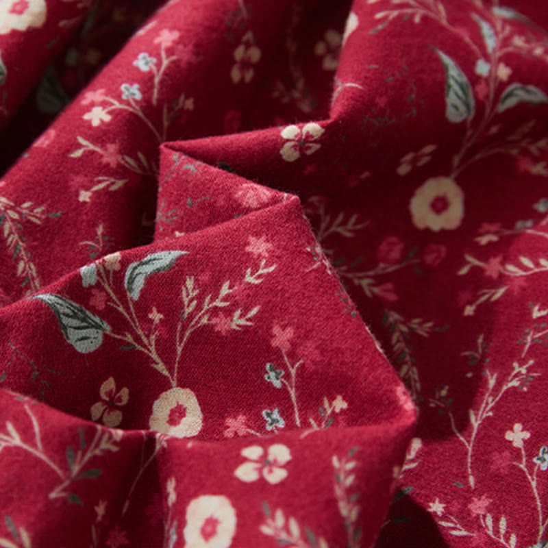 Robe mi-longue en coton et lin à manches longues et imprimé ethnique Buddha Stones, motif floral à lacets - image 12