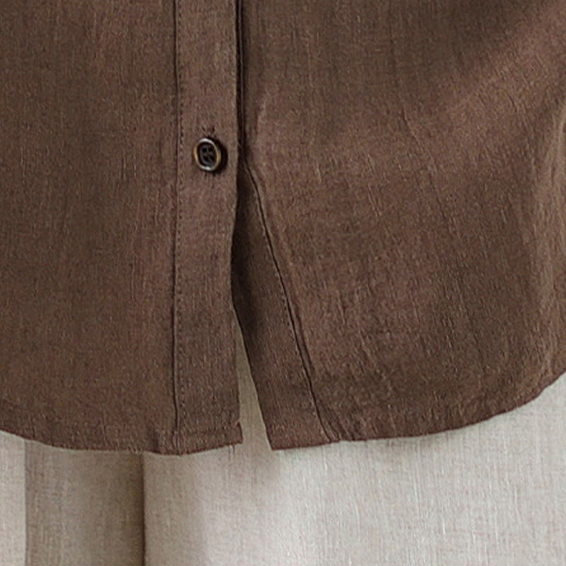 Chemise décontractée à manches longues en coton et lin pour femme avec Buddha Stones - image 15