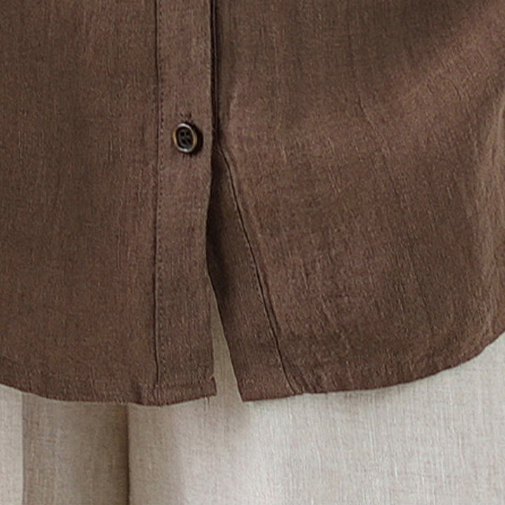 Chemise décontractée à manches longues en coton et lin pour femme avec Buddha Stones - image 15