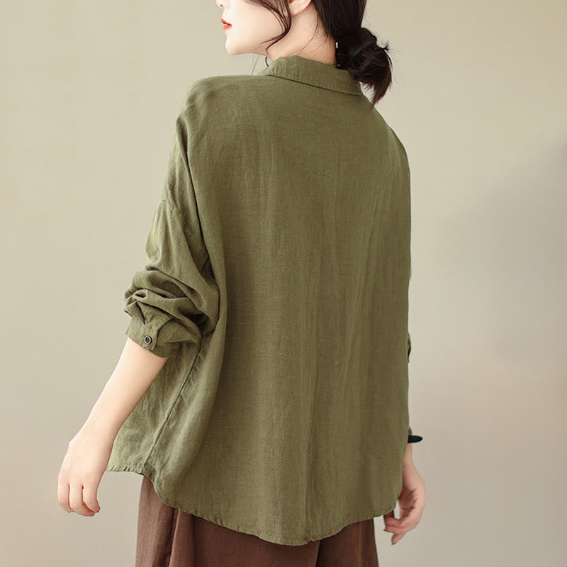 Chemise décontractée à manches longues en coton et lin pour femme avec Buddha Stones - image 20