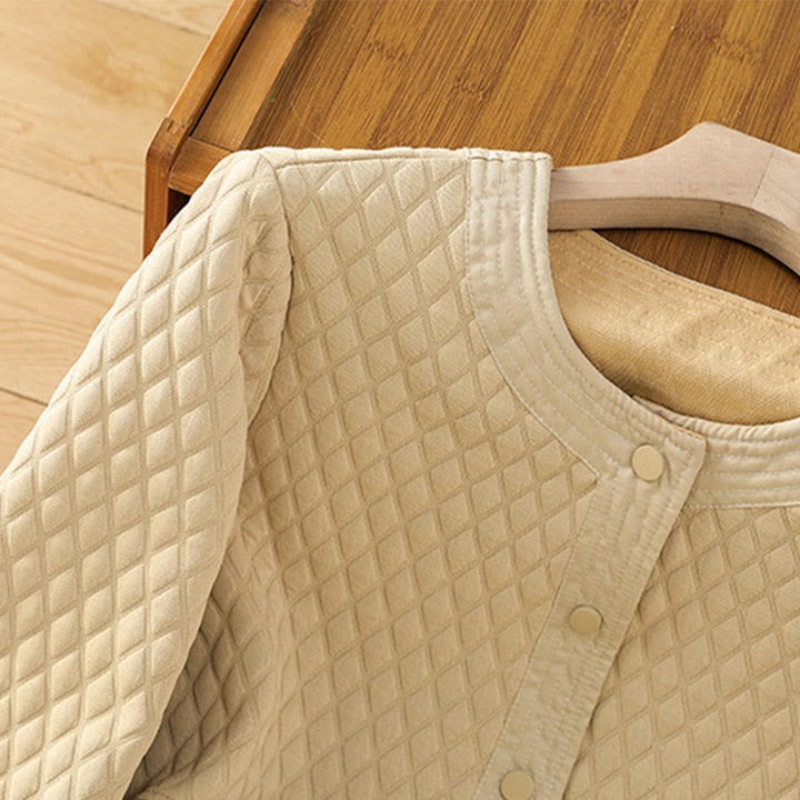 Veste à manches longues en coton uni rétro Buddha Stones pour femme avec poches - image 2