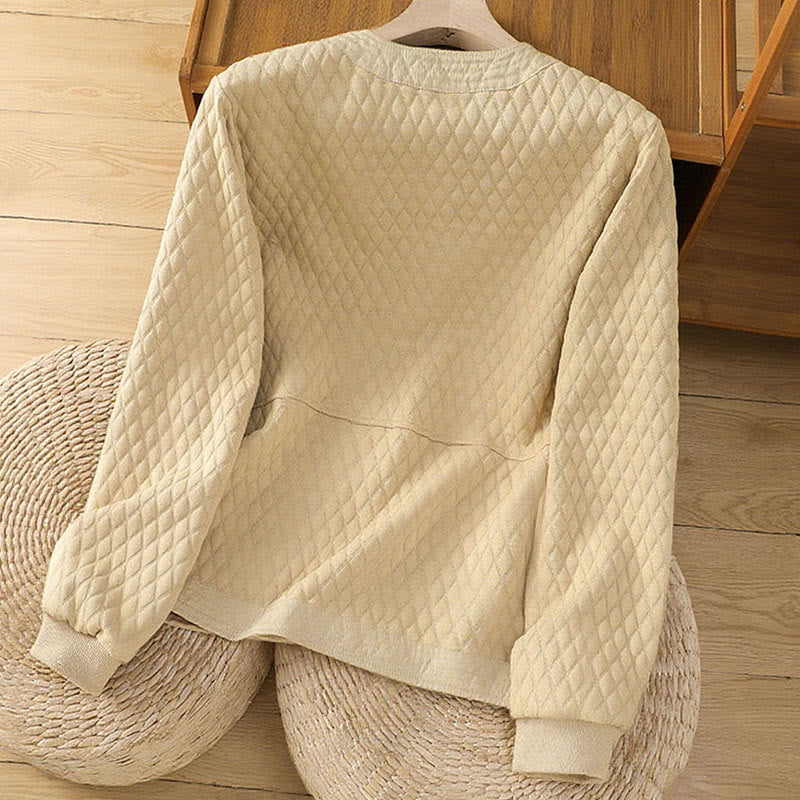 Veste à manches longues en coton uni rétro Buddha Stones pour femme avec poches - image 1