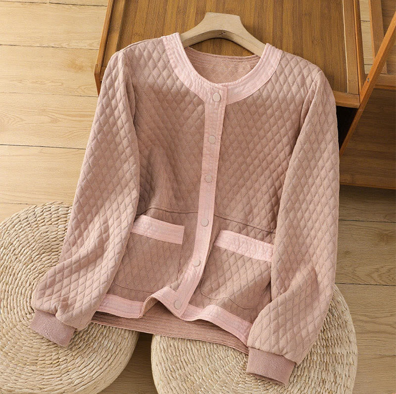 Veste en coton unie rétro Buddha Stones pour femme avec poches - Rose clair - US12，UK/AU16，EU44 (3XL) - image 8