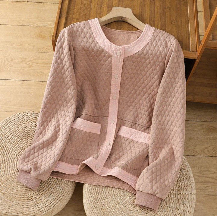 Veste en coton unie rétro Buddha Stones pour femme avec poches - Rose clair - US12，UK/AU16，EU44 (3XL) - image 8