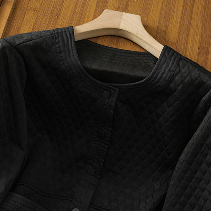 Veste à manches longues en coton uni rétro Buddha Stones pour femme avec poches - image 18