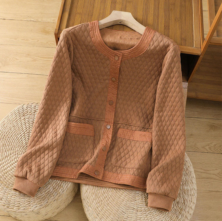 Veste en coton unie rétro Buddha Stones pour femme avec poches - Chocolat - US12，UK/AU16，EU44 (3XL) - image 22