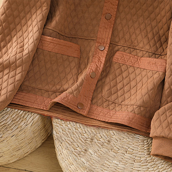 Veste à manches longues en coton uni rétro Buddha Stones pour femme avec poches - image 24