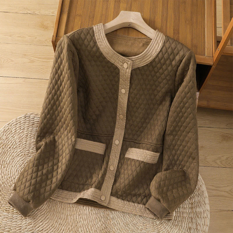 Veste à manches longues en coton uni rétro Buddha Stones pour femme avec poches - Pérou - US12，UK/AU16，EU44 (3XL) - image 28