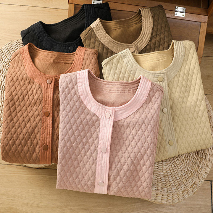 Veste à manches longues en coton uni rétro Buddha Stones pour femme avec poches - image 38