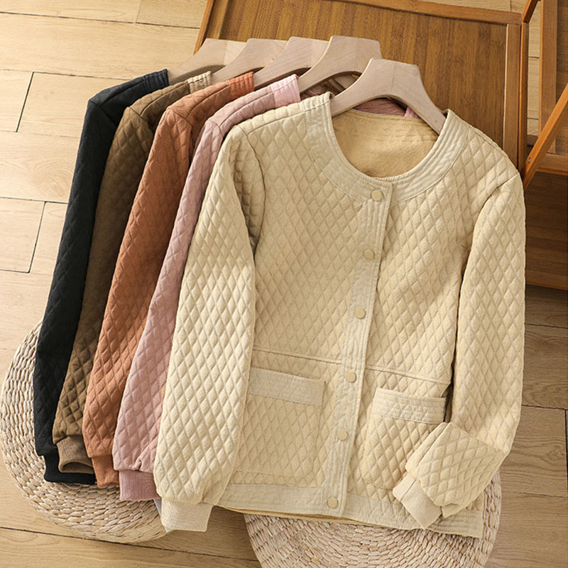 Veste à manches longues en coton uni rétro Buddha Stones pour femme avec poches - image 36