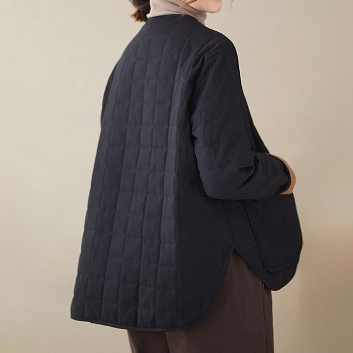 Manteau à manches longues en coton épais pour femme, style rétro uni, avec poches, motif Buddha Stones - image 1