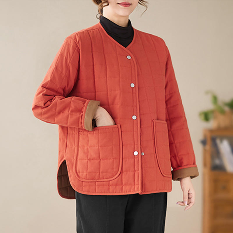 Manteau en coton épais uni rétro Buddha Stones pour femme avec poches - image 10