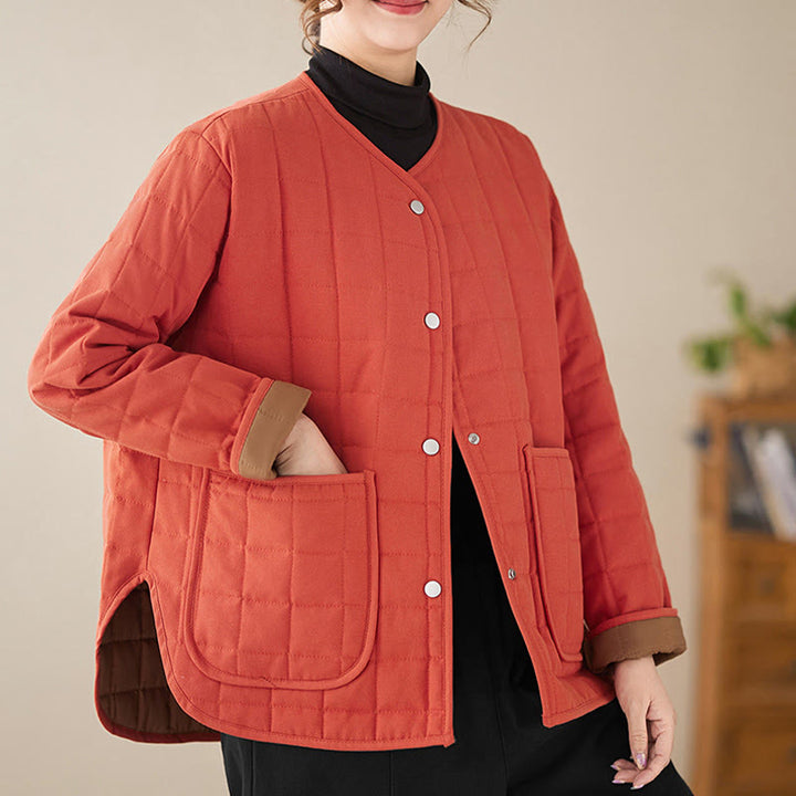 Manteau en coton épais uni rétro Buddha Stones pour femme avec poches - image 13