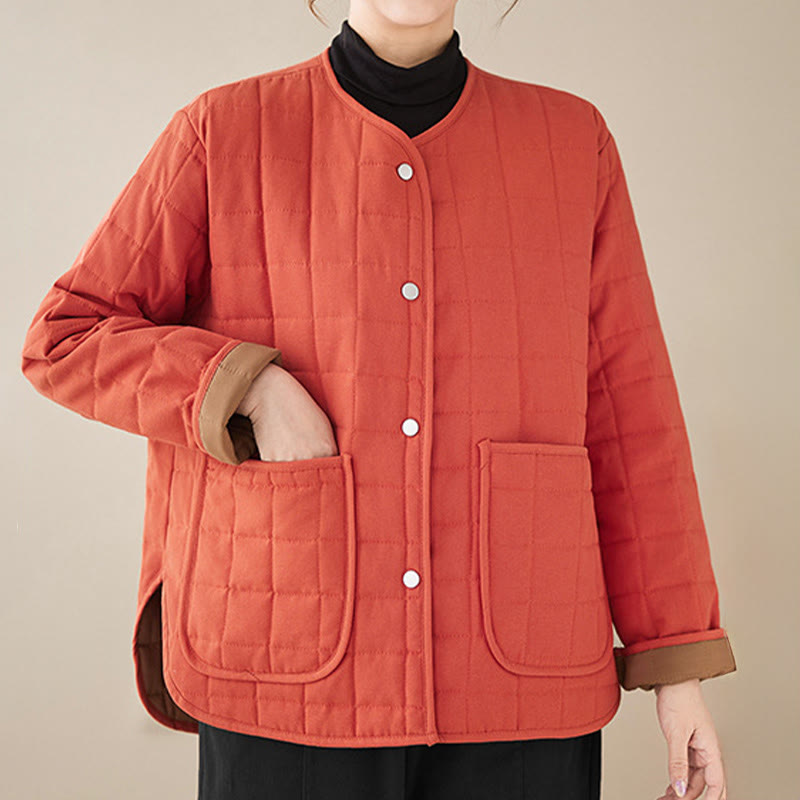 Manteau en coton épais uni rétro Buddha Stones pour femme avec poches - image 12