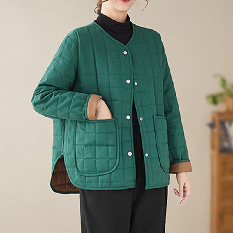 Manteau en coton épais uni rétro Buddha Stones pour femme avec poches - Cyan foncé - US14，UK/AU18，EU46 (2XL) - image 15