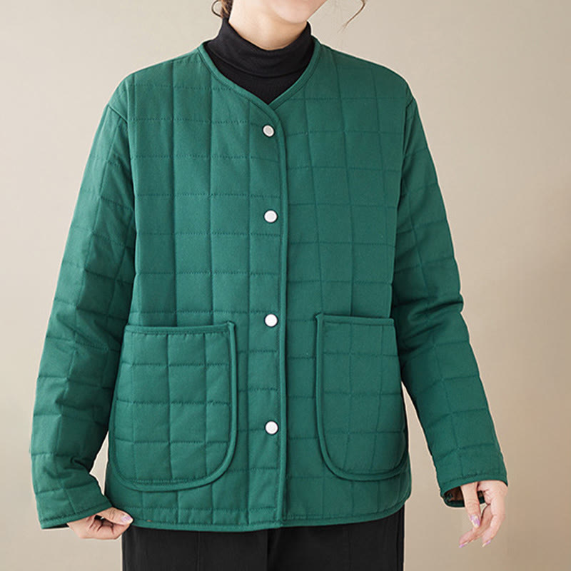 Manteau en coton épais uni rétro Buddha Stones pour femme avec poches - image 19