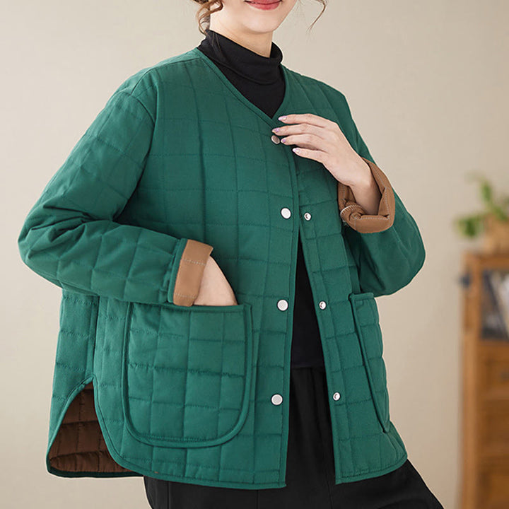 Manteau en coton épais uni rétro Buddha Stones pour femme avec poches - image 18