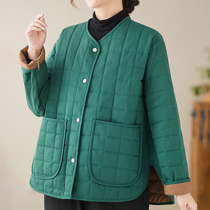Manteau en coton épais uni rétro Buddha Stones pour femme avec poches - image 20
