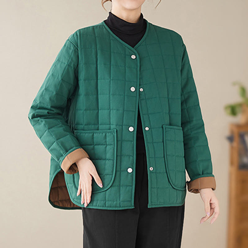 Manteau en coton épais uni rétro Buddha Stones pour femme avec poches - image 16