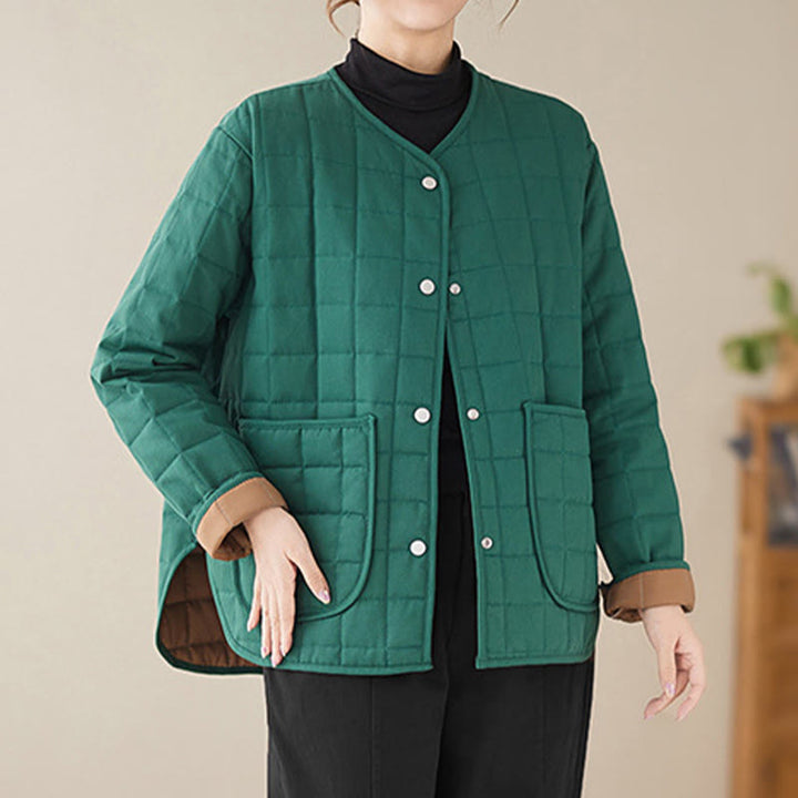 Manteau en coton épais uni rétro Buddha Stones pour femme avec poches - image 16
