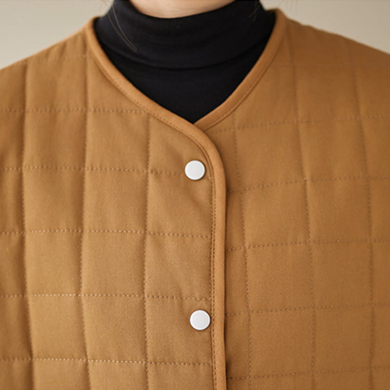 Manteau en coton épais uni rétro Buddha Stones pour femme avec poches - image 29