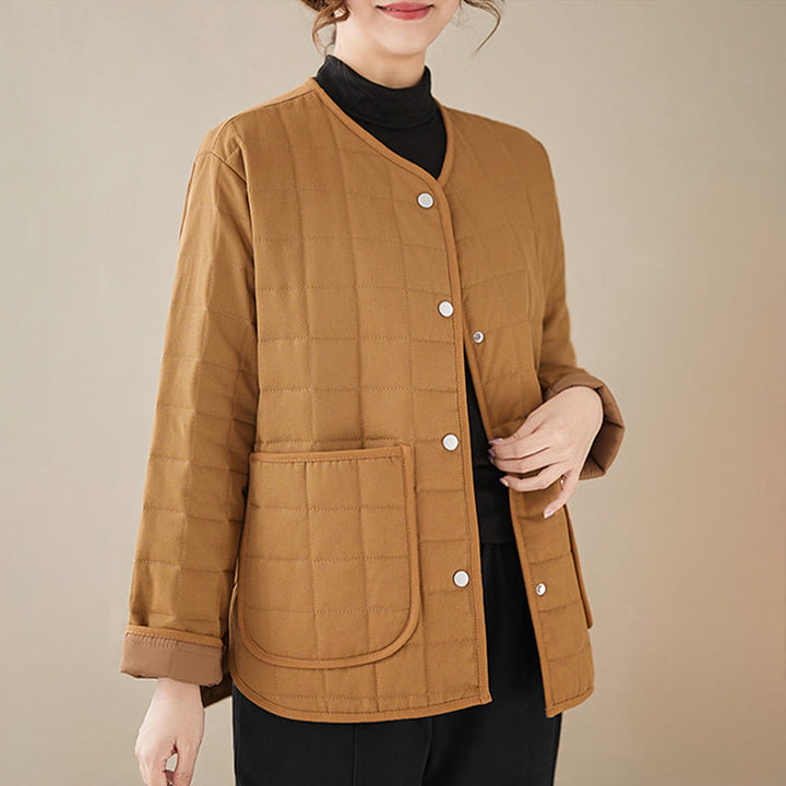 Manteau en coton épais uni rétro Buddha Stones pour femme avec poches - image 28