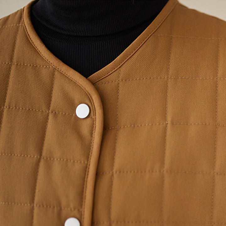 Manteau en coton épais uni rétro Buddha Stones pour femme avec poches - image 34
