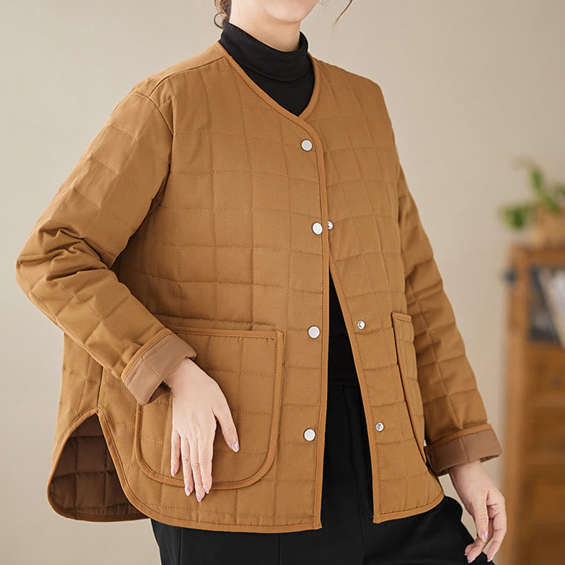 Manteau en coton épais uni rétro Buddha Stones pour femme avec poches - image 25