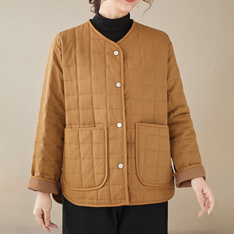 Manteau en coton épais uni rétro Buddha Stones pour femme avec poches - image 24