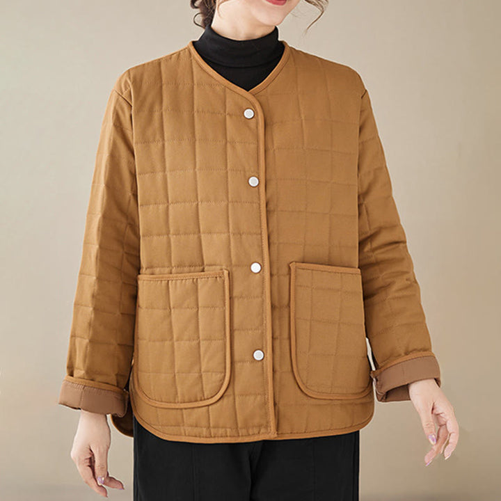 Manteau en coton épais uni rétro Buddha Stones pour femme avec poches - image 24
