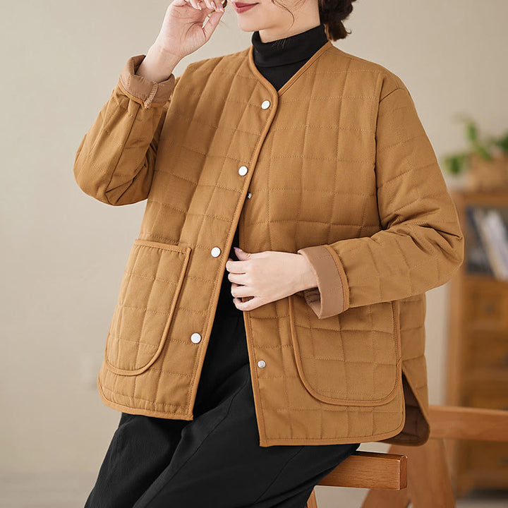 Manteau en coton épais uni rétro Buddha Stones pour femme avec poches - image 23