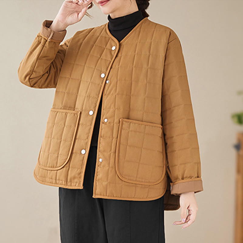 Manteau en coton épais uni rétro Buddha Stones pour femme avec poches - Pérou - US14，UK/AU18，EU46 (2XL) - image 22