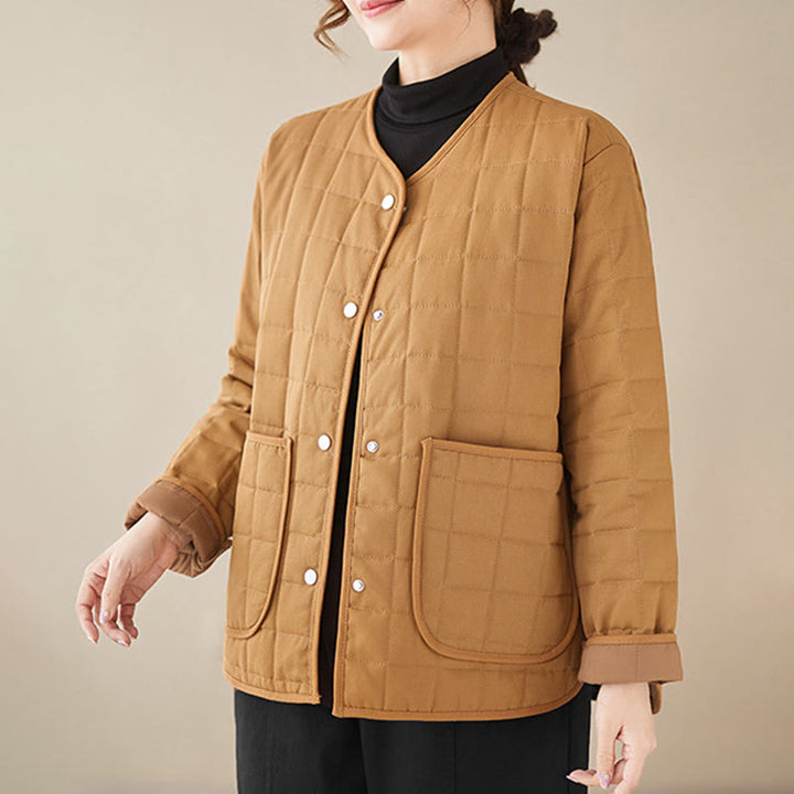 Manteau en coton épais uni rétro Buddha Stones pour femme avec poches - image 26