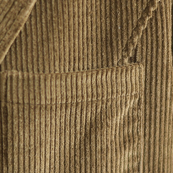 Veste blazer en velours côtelé de coton uni rétro Buddha Stones pour femme avec poches - image 10