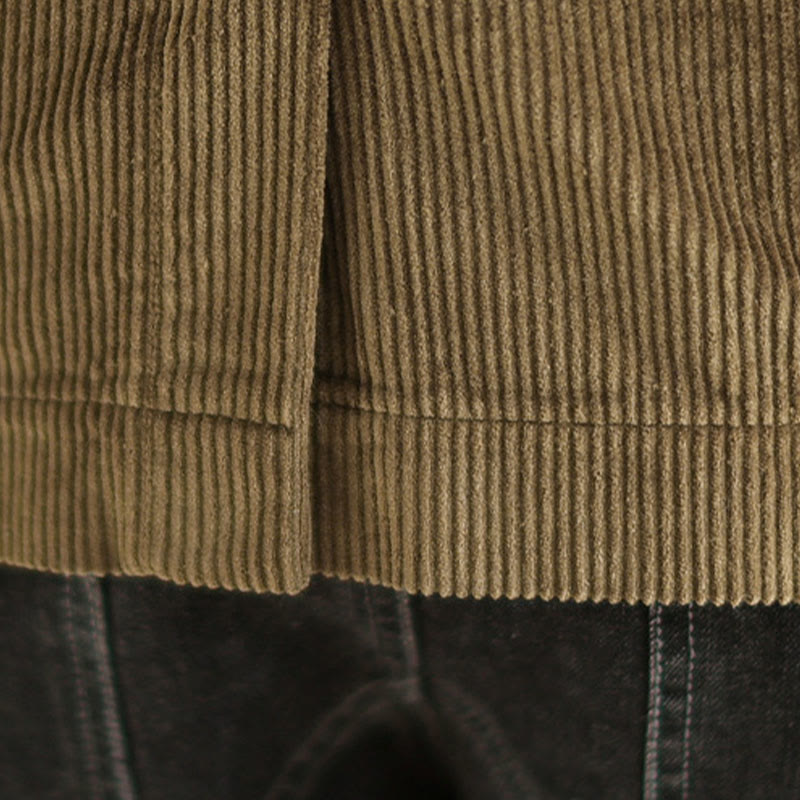 Veste blazer en velours côtelé de coton uni rétro Buddha Stones pour femme avec poches - image 11