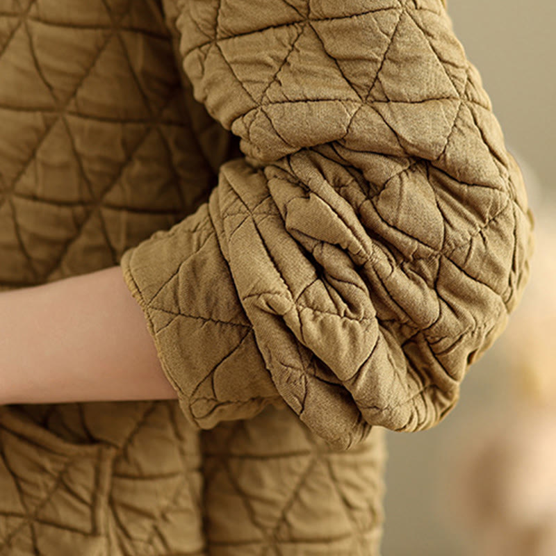 Veste à capuche et manches longues en acrylique pour femme, motif rhombique rétro avec Buddha Stones - image 8