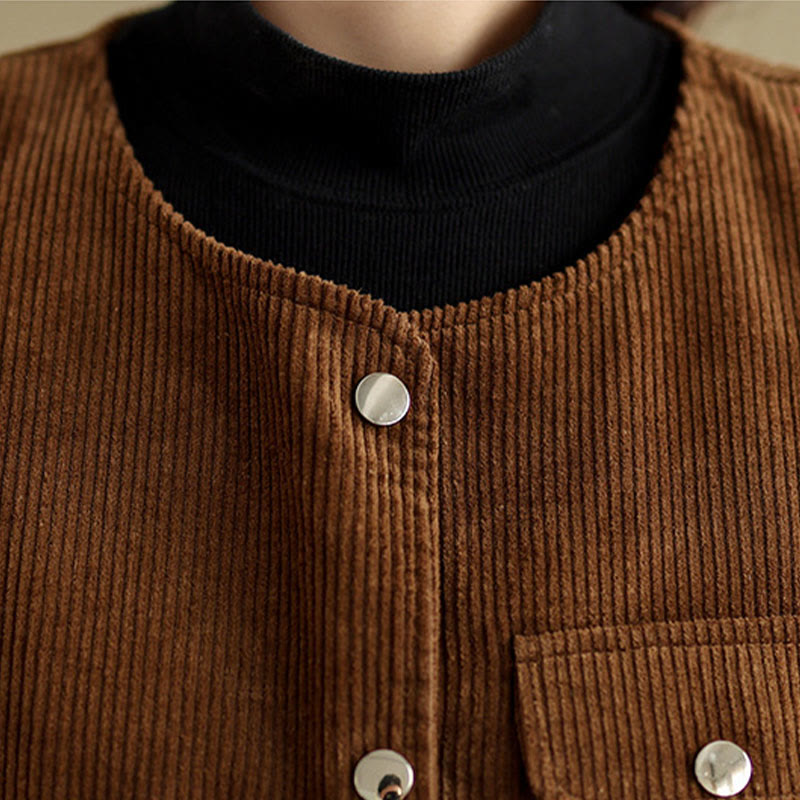 Gilet sans manches en coton et velours côtelé avec poches pour femme, boutons et Buddha Stones - image 16