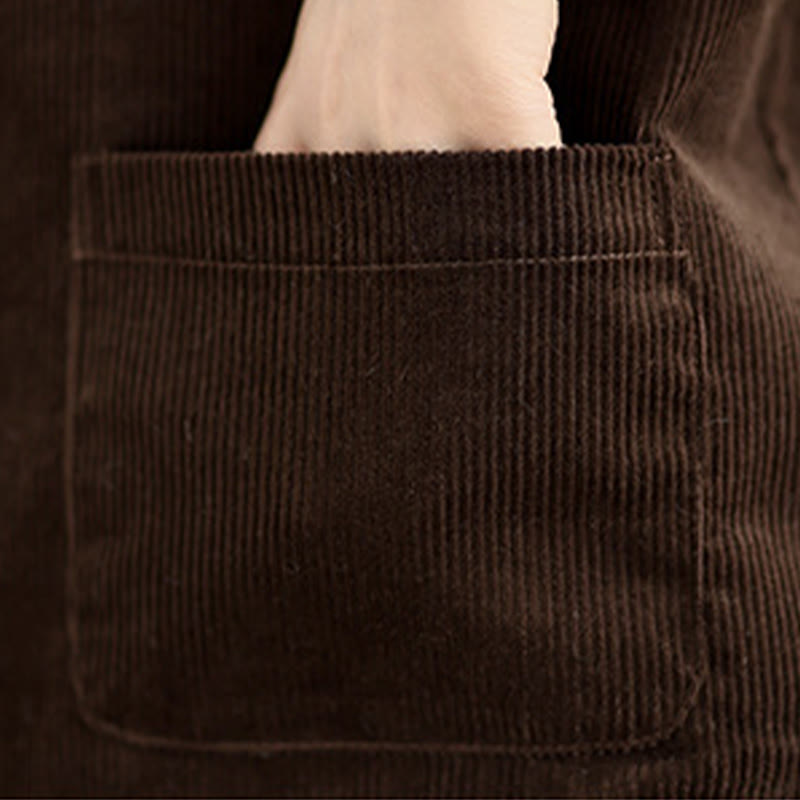 Gilet en coton côtelé avec poches et boutons Buddha Stones pour femme - image 18