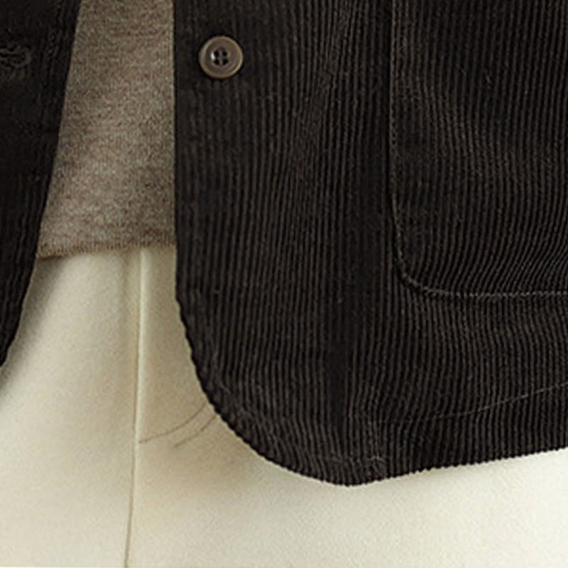 Gilet en coton côtelé avec poches et boutons Buddha Stones pour femme - image 14