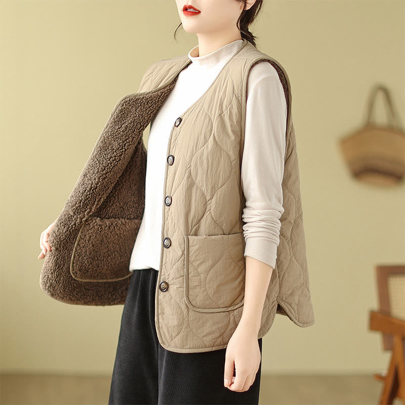 Gilet sans manches en fibre de viscose double face avec poches pour femme Motif Buddha Stones - image 4