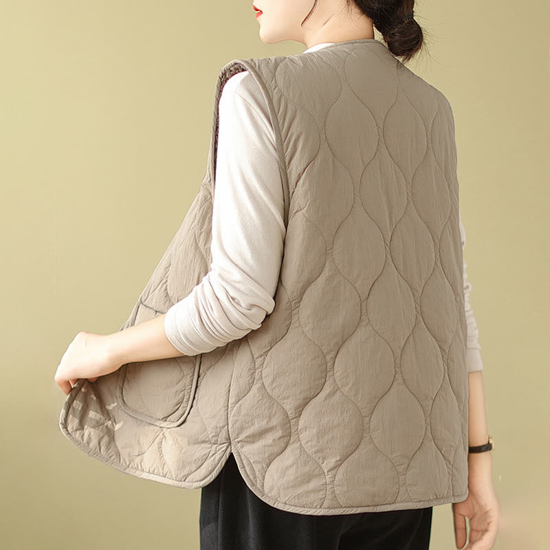Gilet sans manches en fibre de viscose double face avec poches pour femme Motif Buddha Stones - image 3