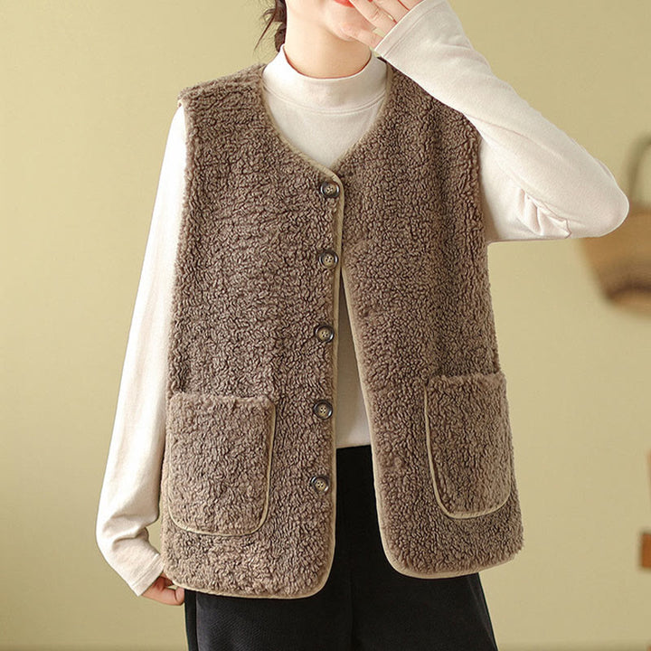Gilet en fibre de viscose double face avec poches pour femme, style Buddha Stones - image 7