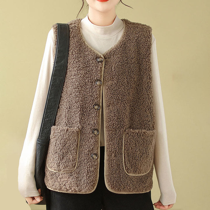 Gilet en fibre de viscose double face avec poches pour femme, style Buddha Stones - image 3
